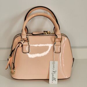 Simply Noelle Cotton Candy Pink Faux Patent Leather Handbag Purse Satchel Bag